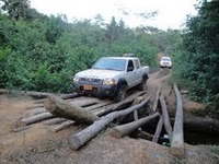 One of the many deplorable, makeshift bridges in Rivercess County