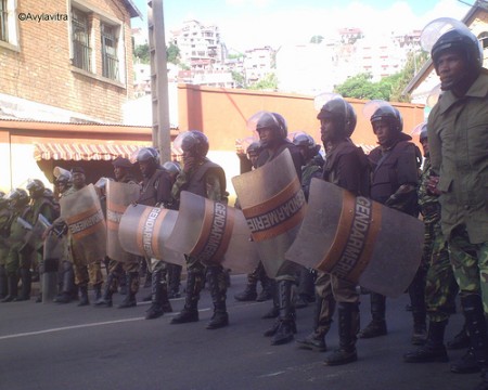 Security Forces in Analakely during the 2009 Malagasy Protests (by Avylavitra)