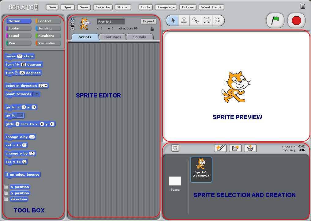 Screenshot of the Scratch editor.