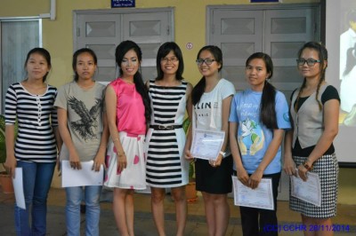 Recognition of project participants with Sopheap Chak, CCHR Executive Director. Photo by CCHR.