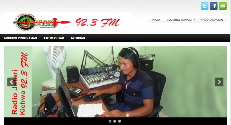 Capture d'écran du site de Radio Jitari Kichwa