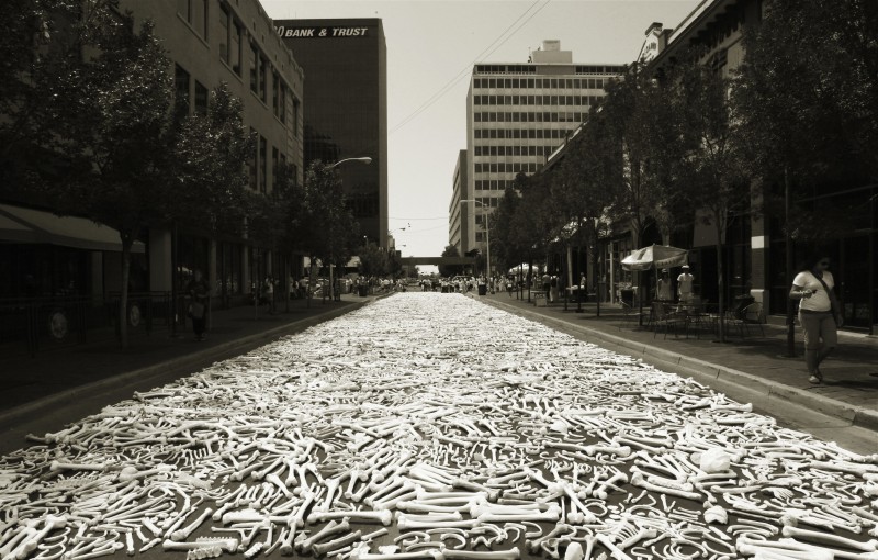 Preview installation on Route 66 in Albuquerque, New Mexico. Photo credit: One Million Bones